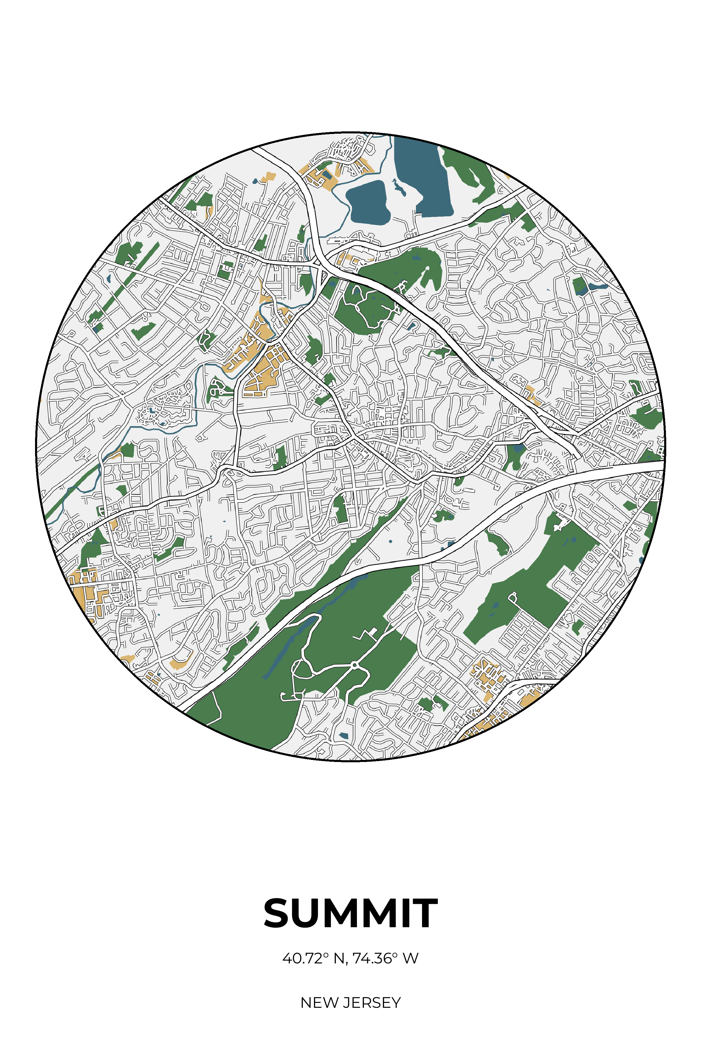 Summit, New Jersey Detailed circle map