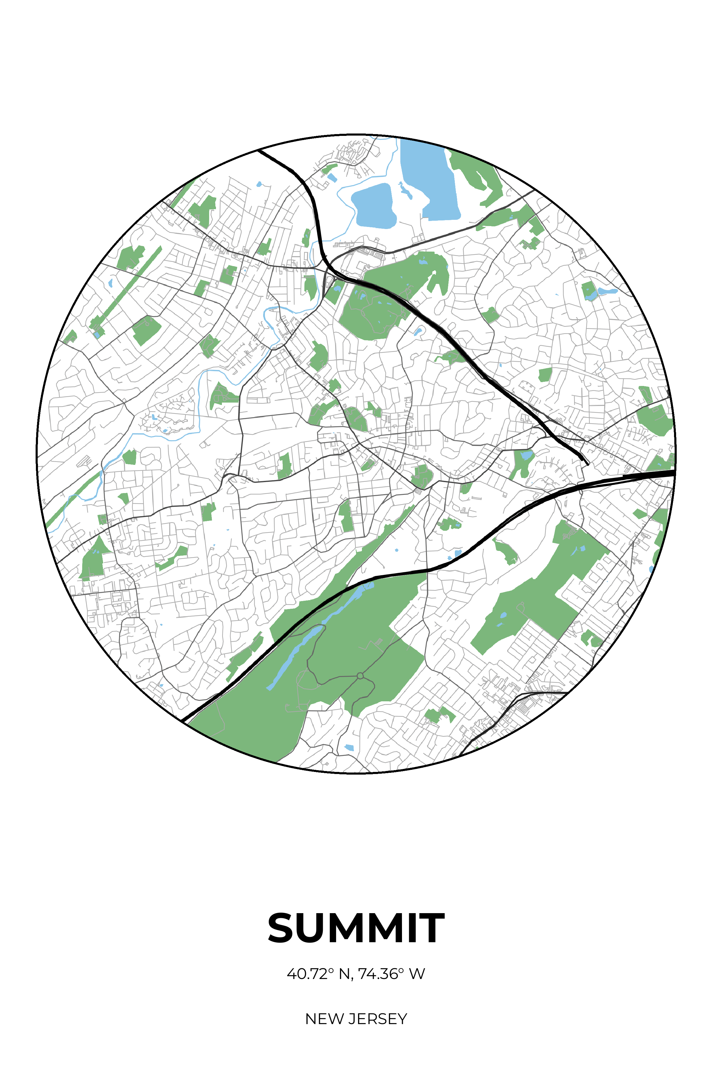 Summit, New Jersey Simple circle map
