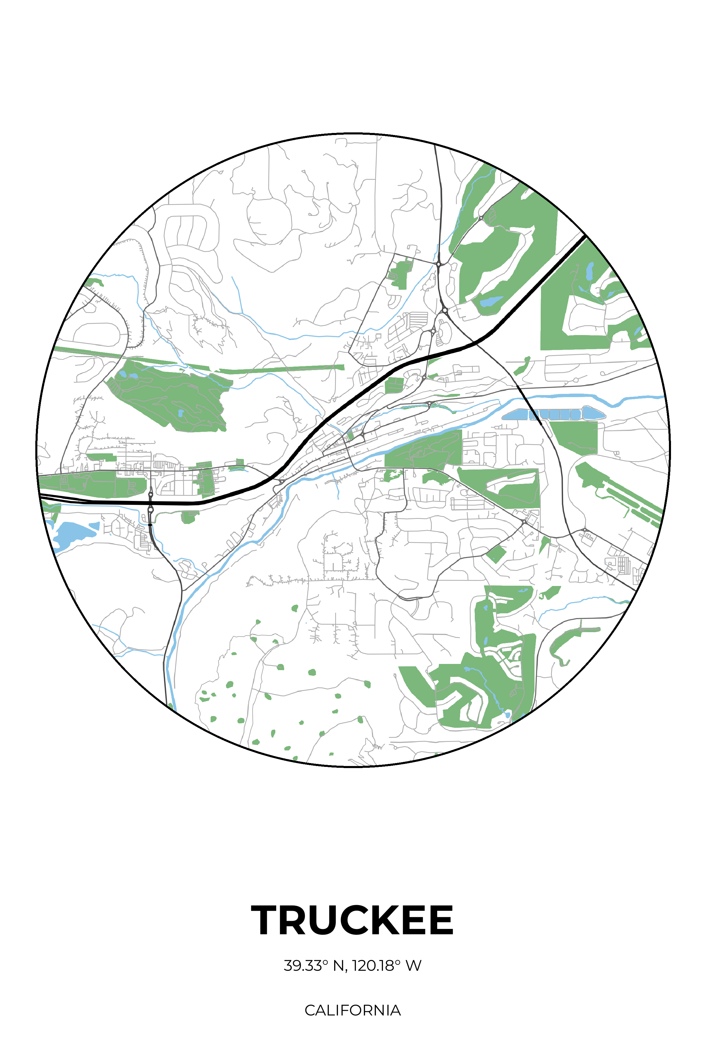 Truckee, California Simple circle map
