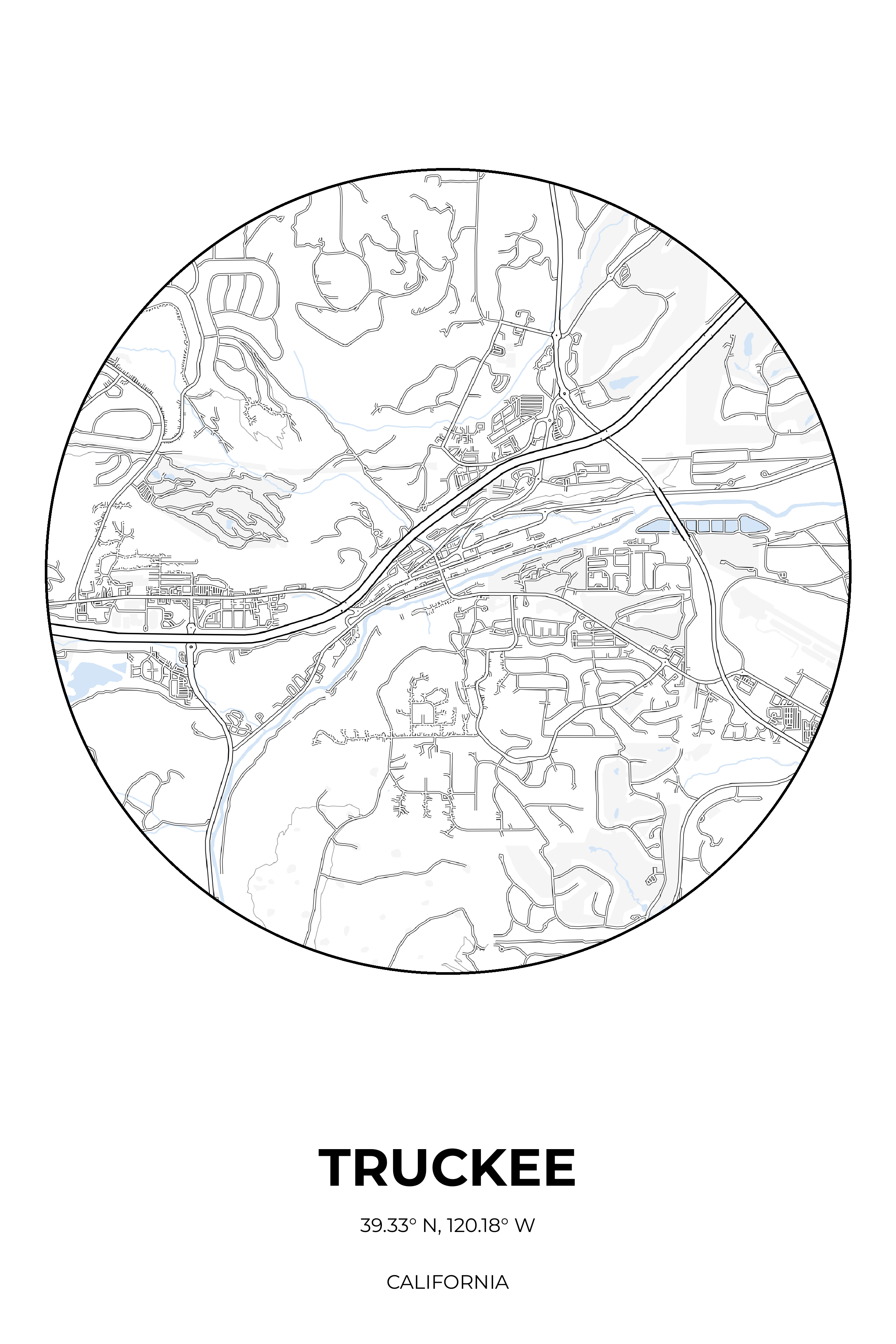 Truckee, California Winter circle map