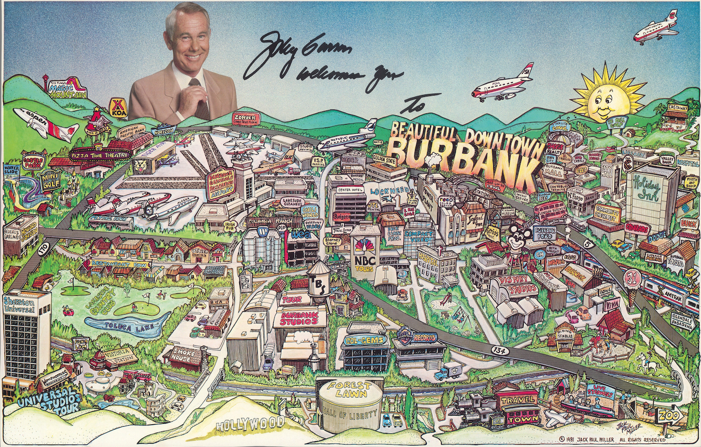 Vintage Burbank California Pictorial Map