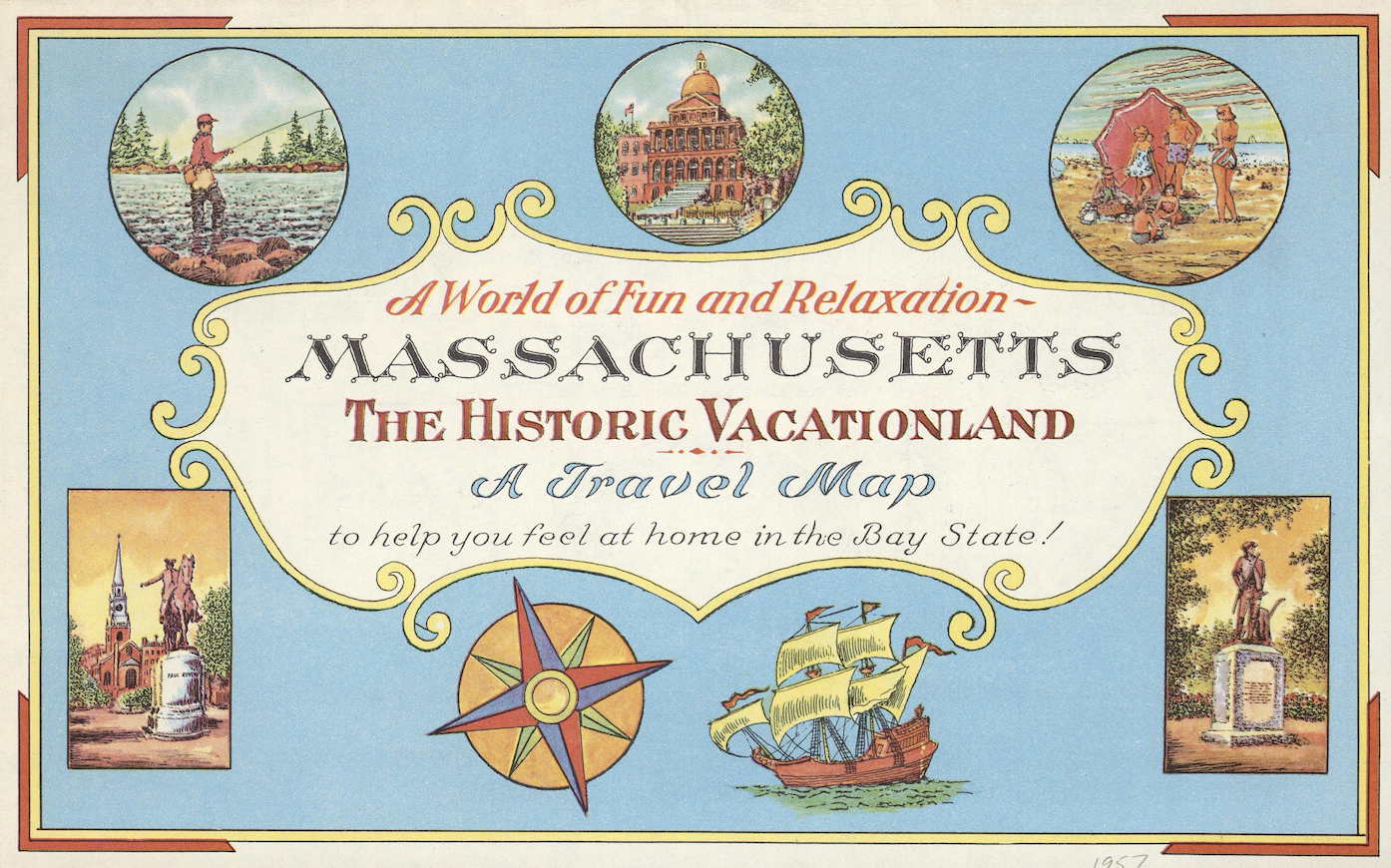 Vintage Massachusetts Travel Map Poster
