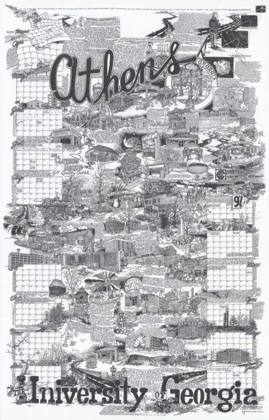 Vintage Athens Georgia Pictorial Map Poster