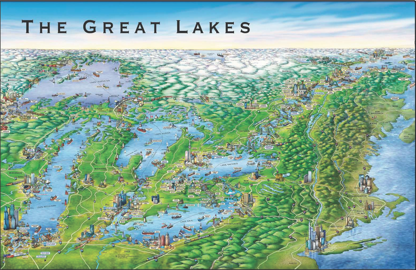 The Great Lakes Panorama Map Poster