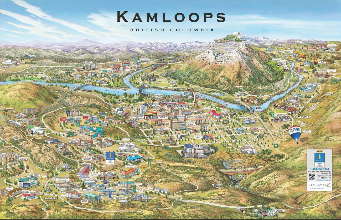 Vintage Kamloops British Columbia Map Poster