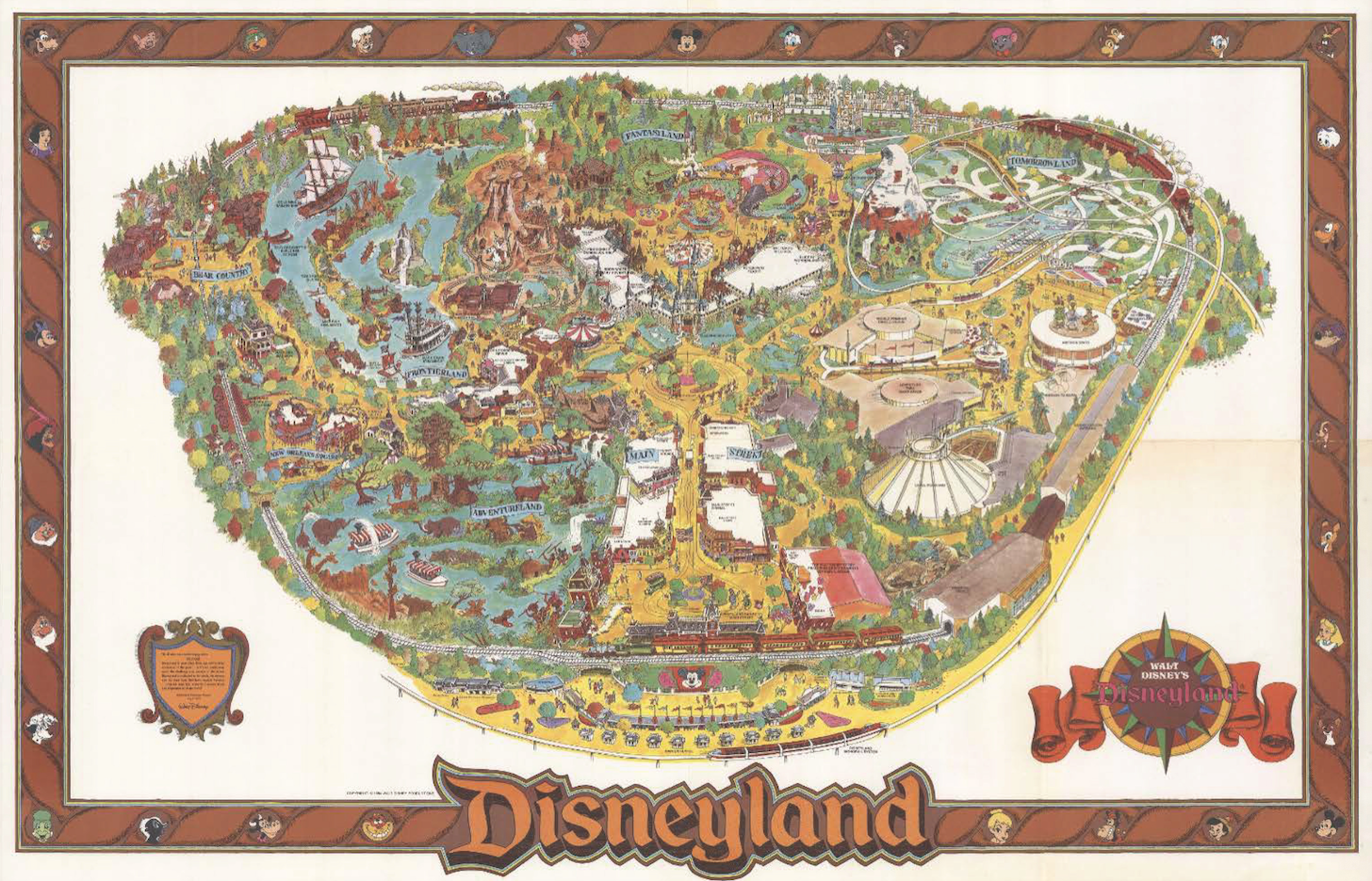 Vintage Walt Disney's Disneyland Map Poster