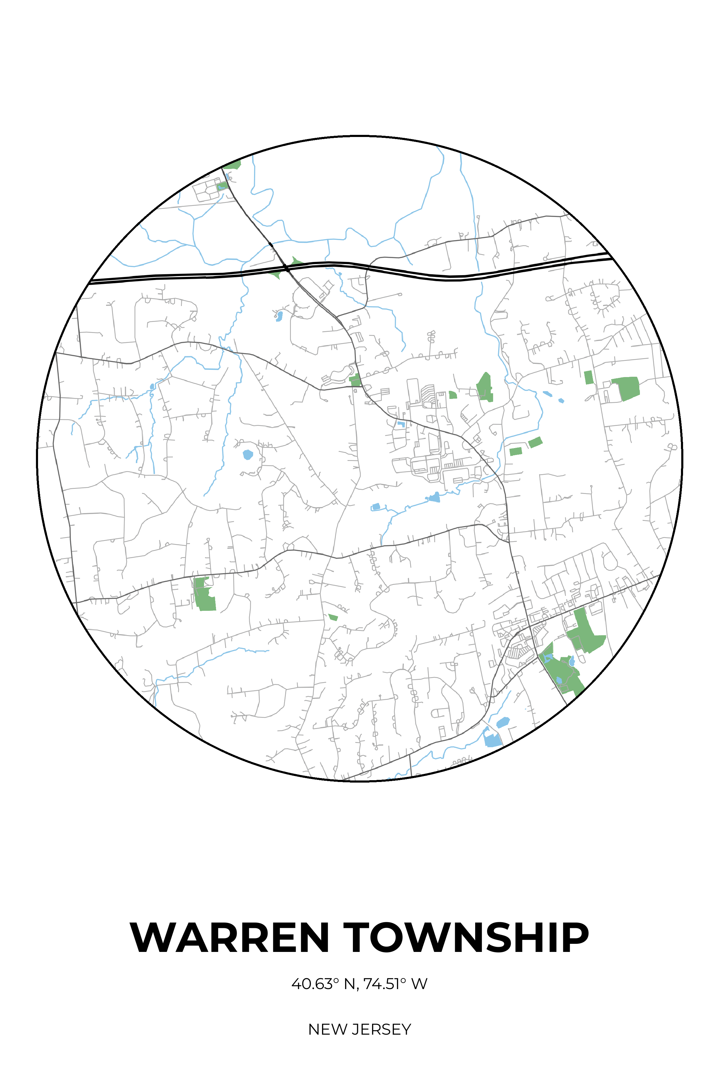 Warren Township, New Jersey Simple circle map