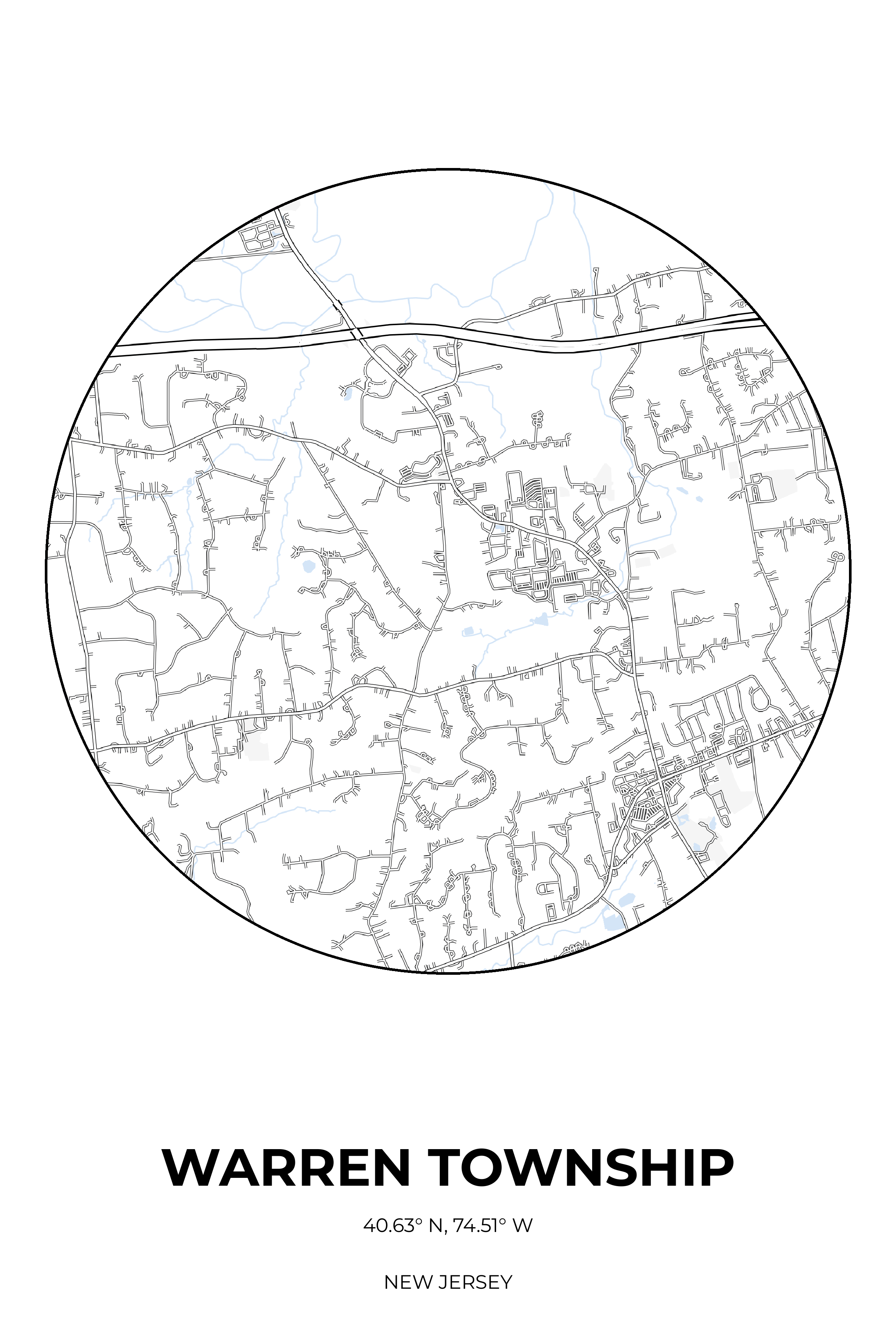 Warren Township, New Jersey Winter circle map