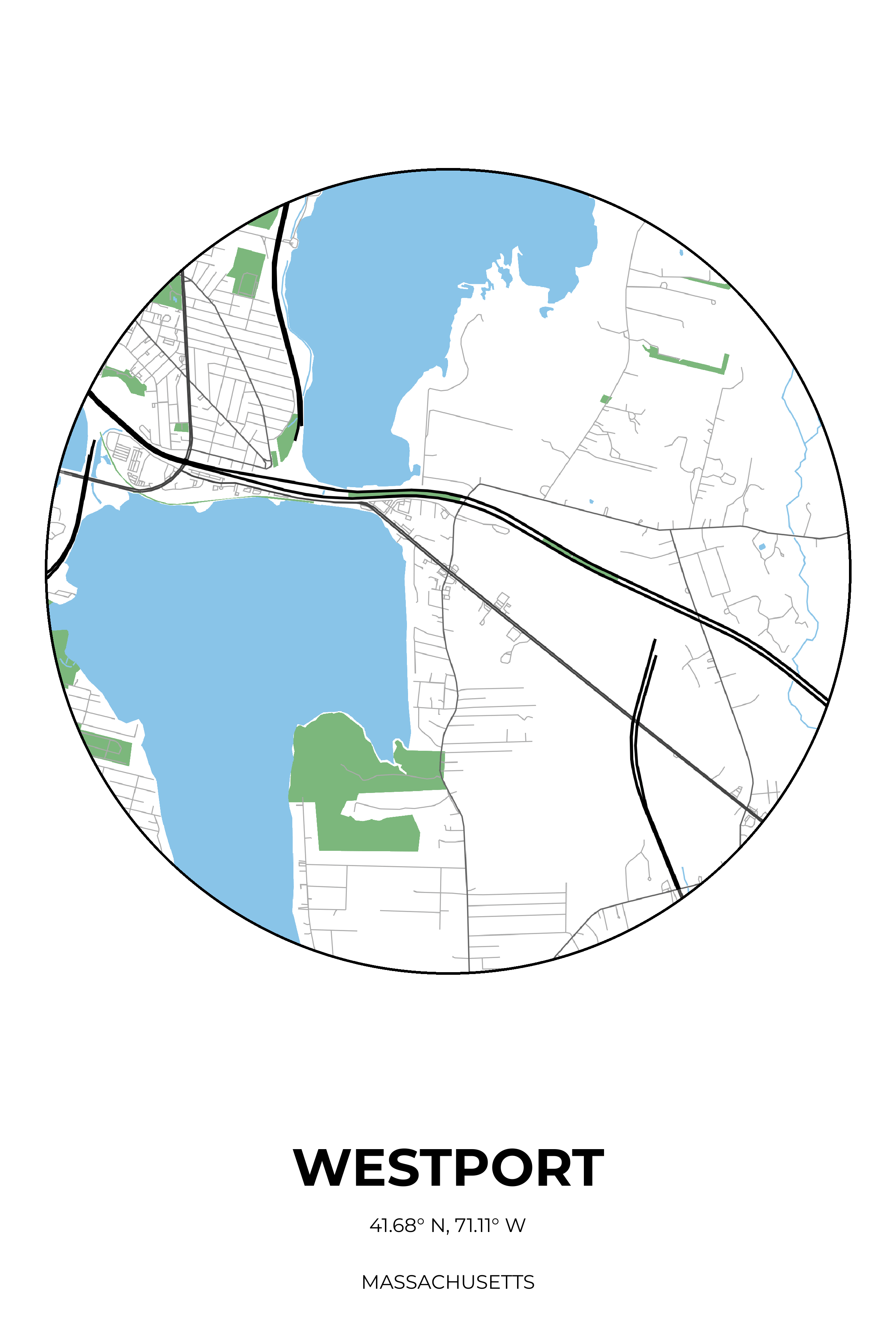 Westport, Massachusetts Simple circle map