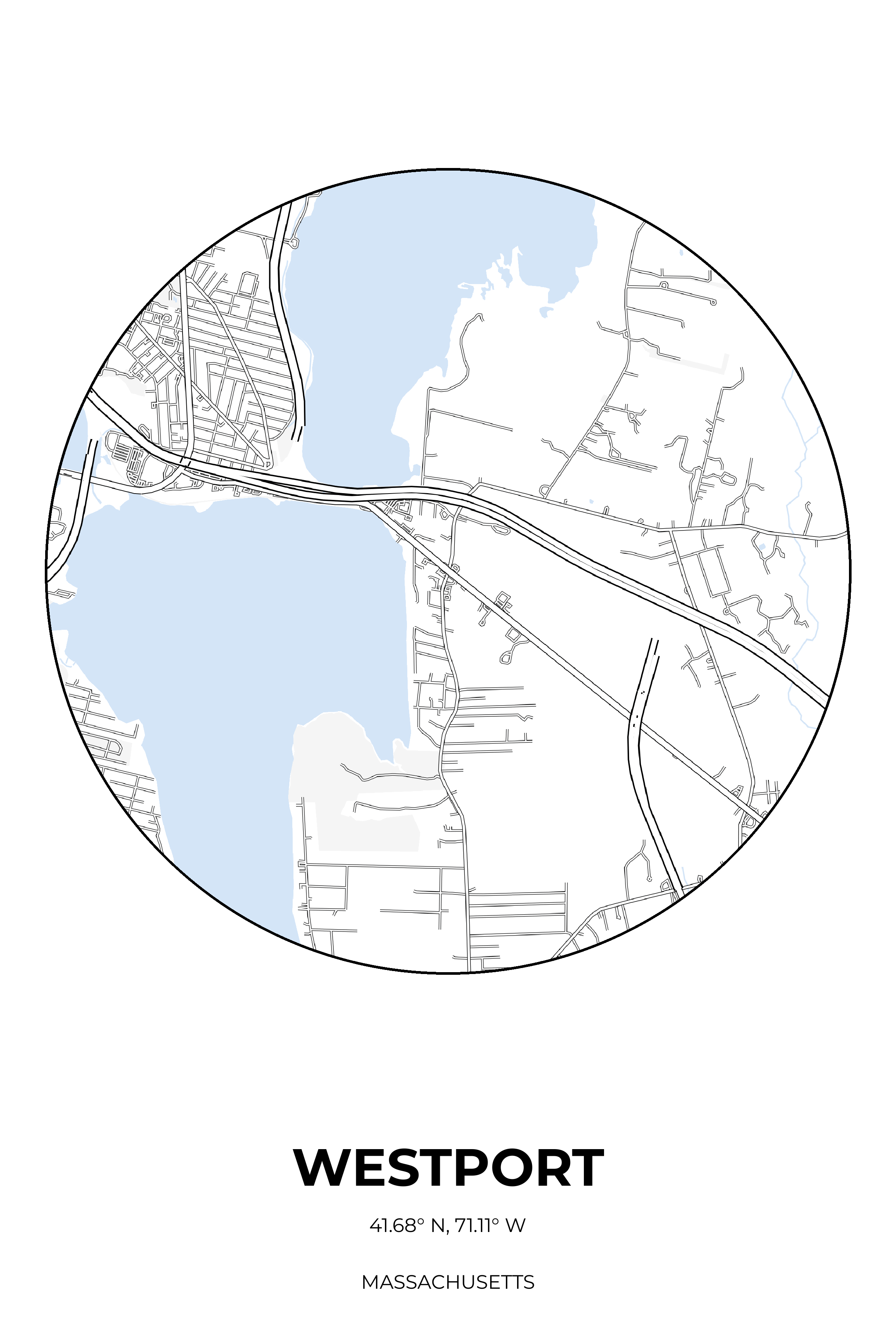 Westport, Massachusetts Winter circle map