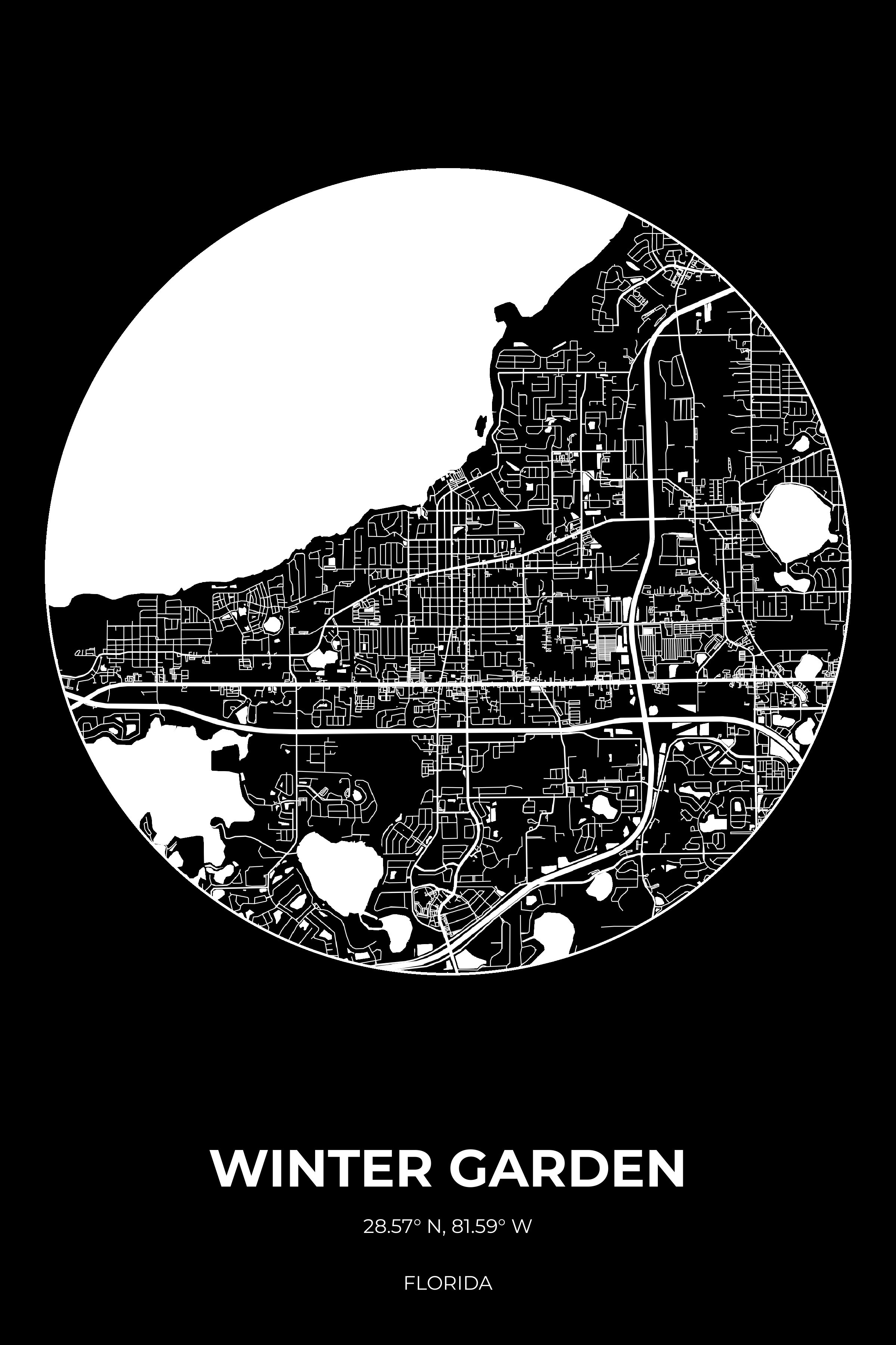 Winter Garden Florida Inverse Circle Map