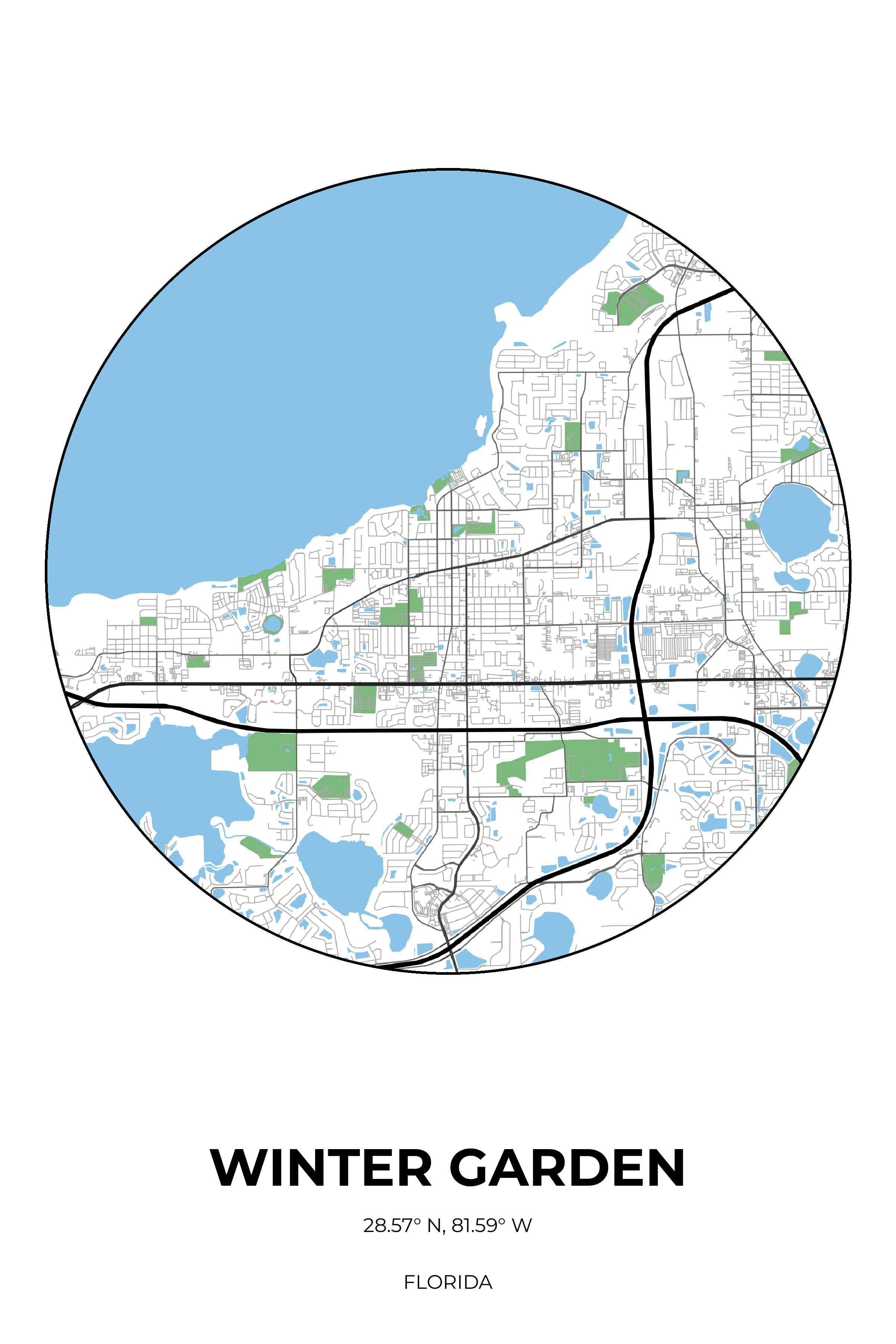 Winter Garden Florida Simple Circle Map