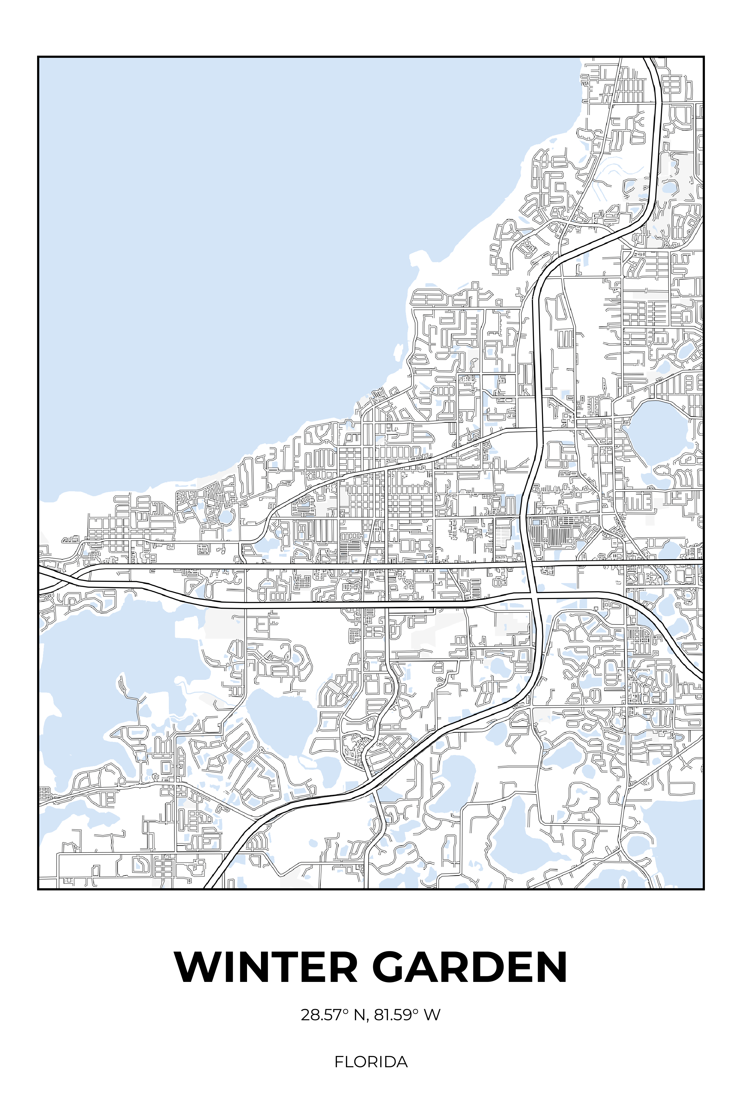 Winter Garden Florida Winter Rectangle Map