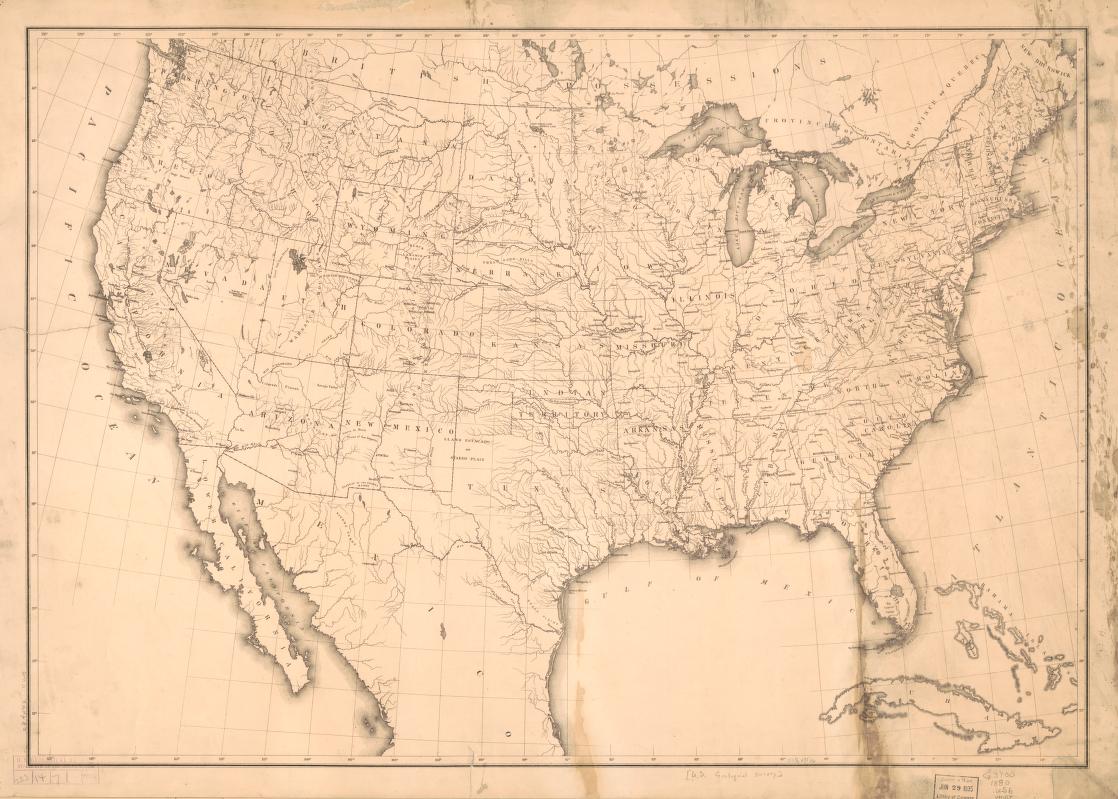 Antique Hydrographic Map of the United States