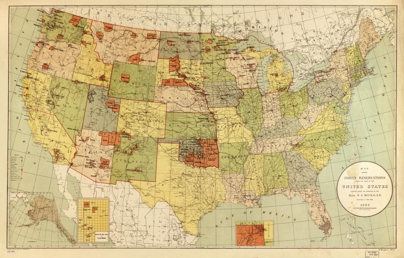 19th-Century Map of Indian Reservations in the United States