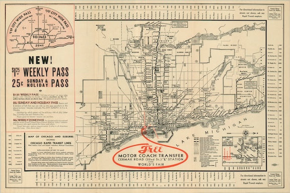 1933 Chicago Century of Progress Transit Map Print