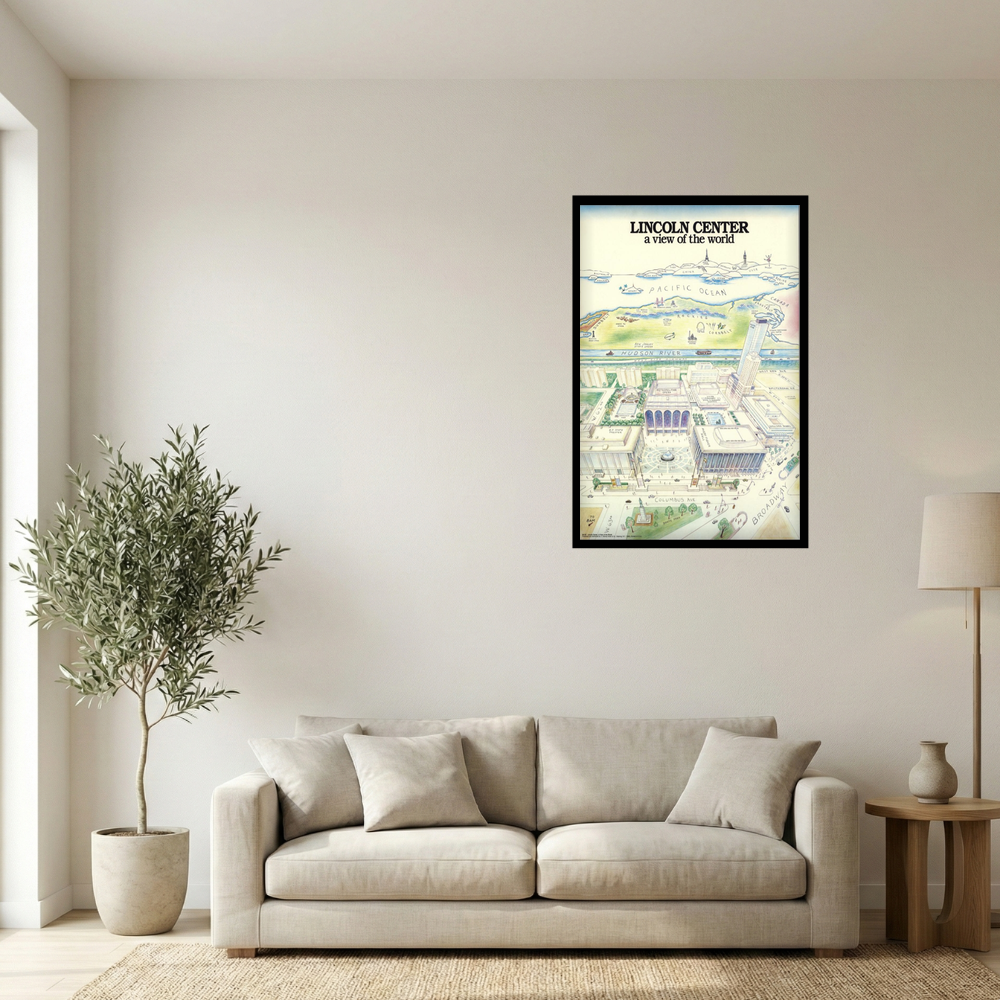 1966 Lincoln Center New York View of the World Map Print Mockup