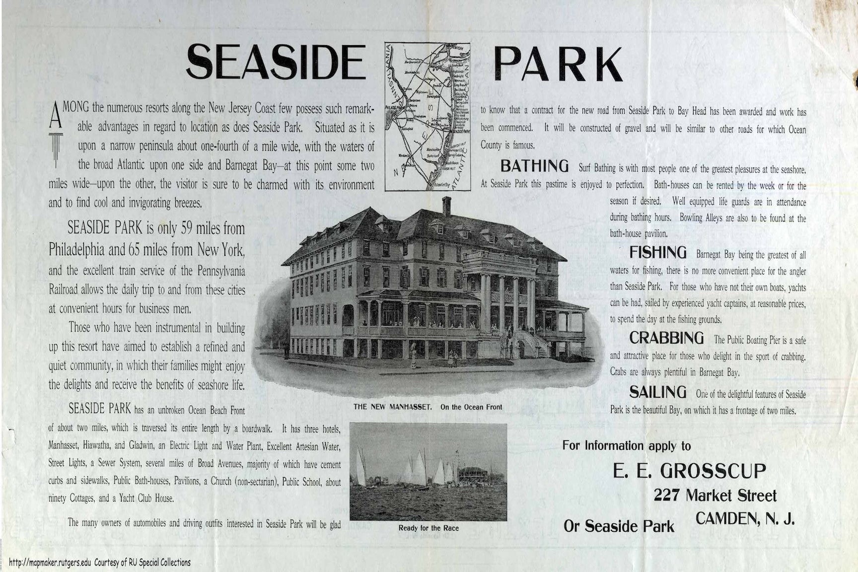 1909 Seaside Park New Jersey Vintage Resort Promotion Map Print