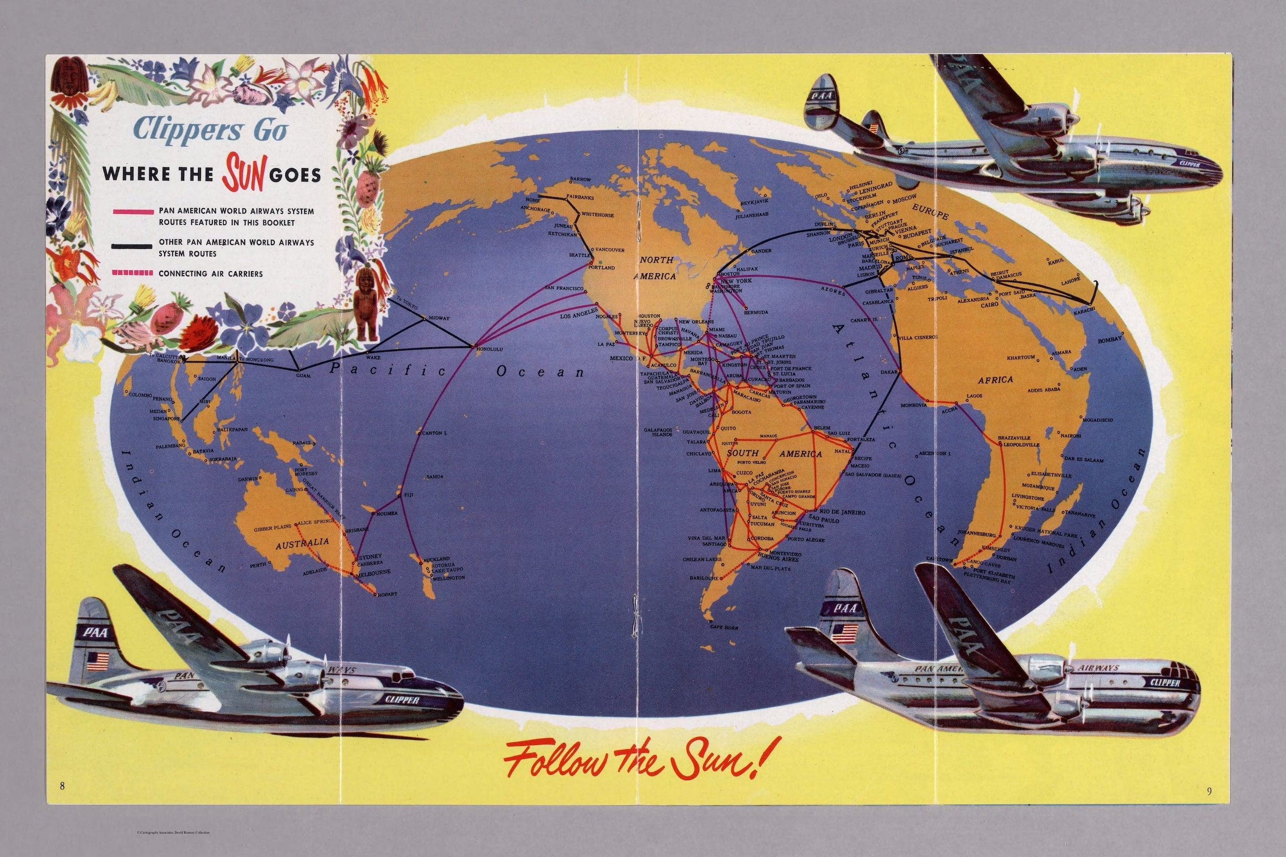 Follow the Sun Pan Am Clipper World Route Map Print