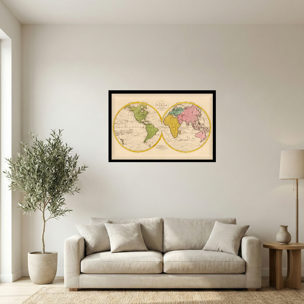 1796 World Map from the Best Authorities Historical Print Mockup