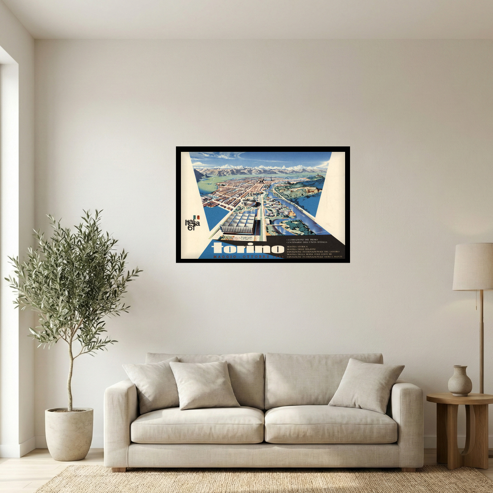 1961 Italia 61 Turin World Expo Modernist Map Print Mockup