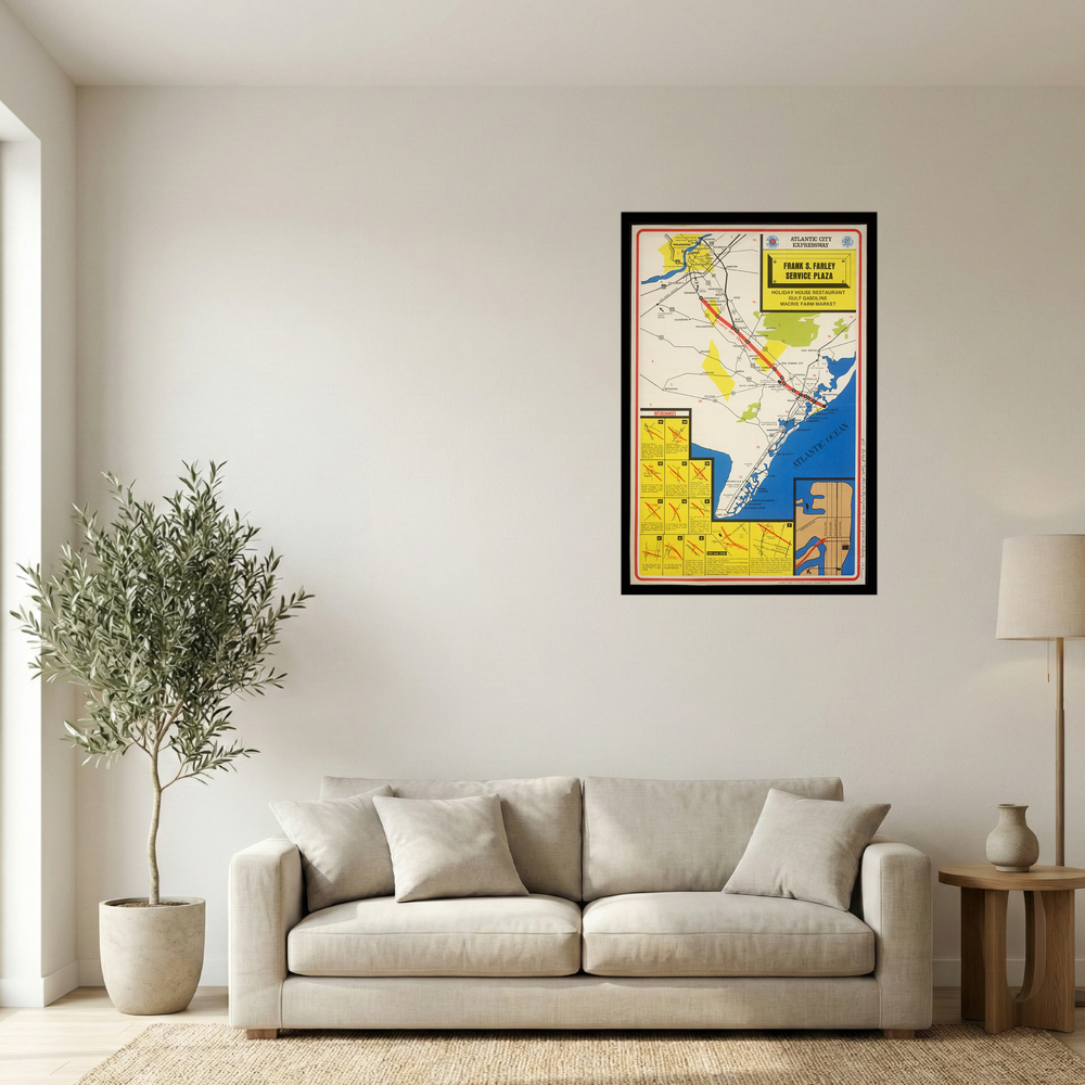 1965 Atlantic City Expressway Road Map Print Mockup