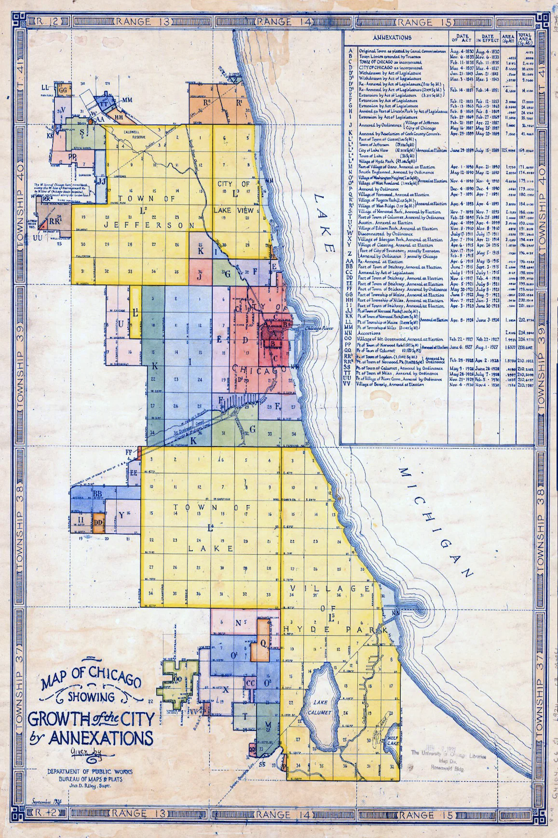 1904 Chicago City Growth and Annexation Historical Map Print