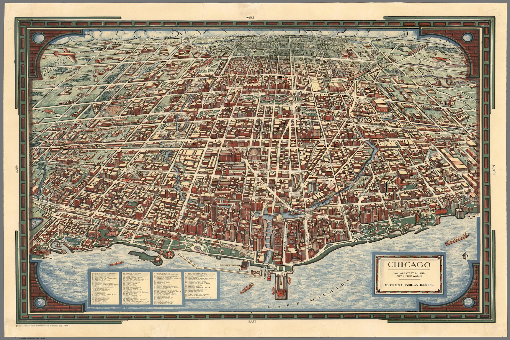 1931 Decorative Illustrated Map of Chicago Print