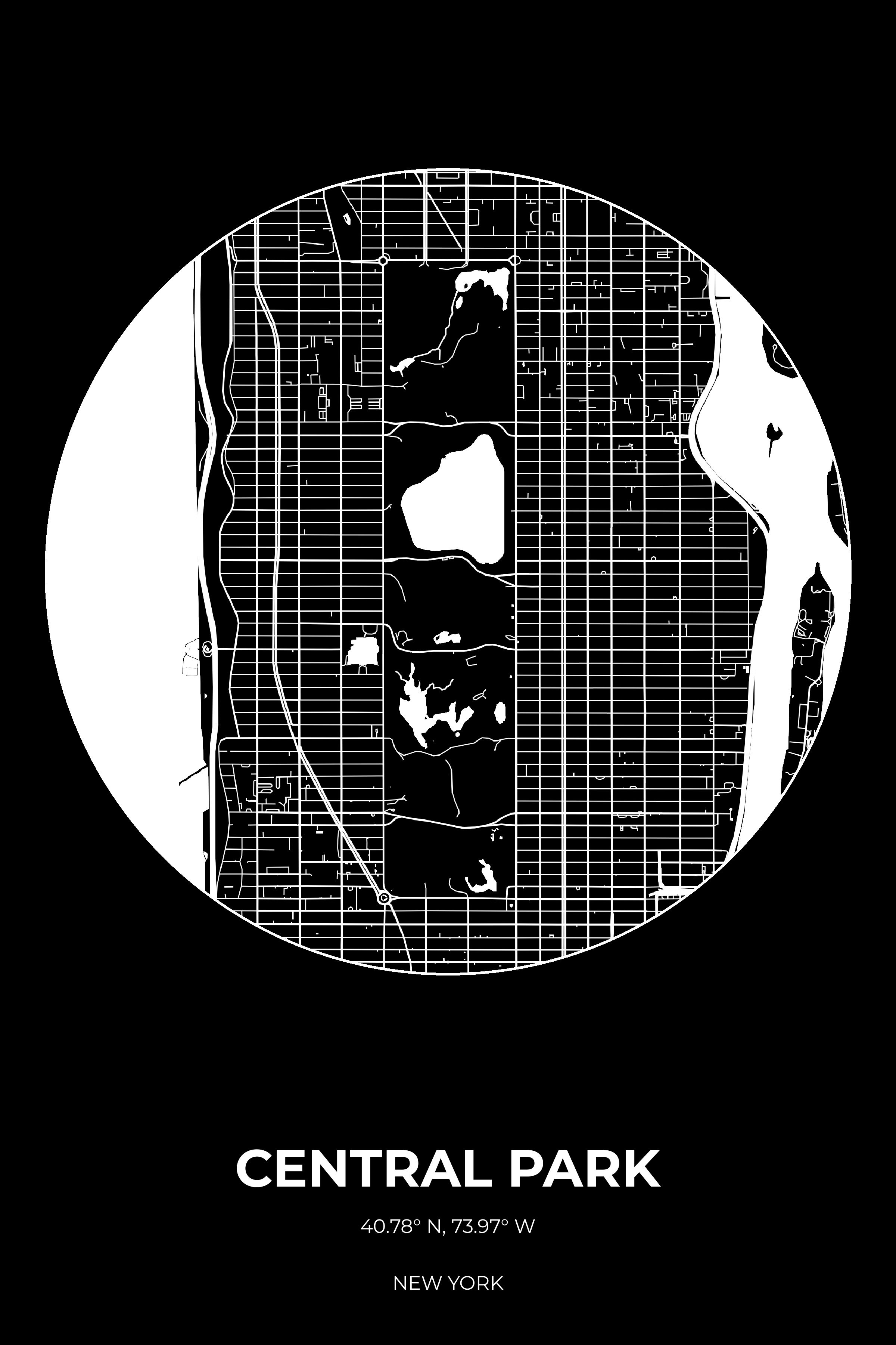 Central Park New York Inverse Circle Map