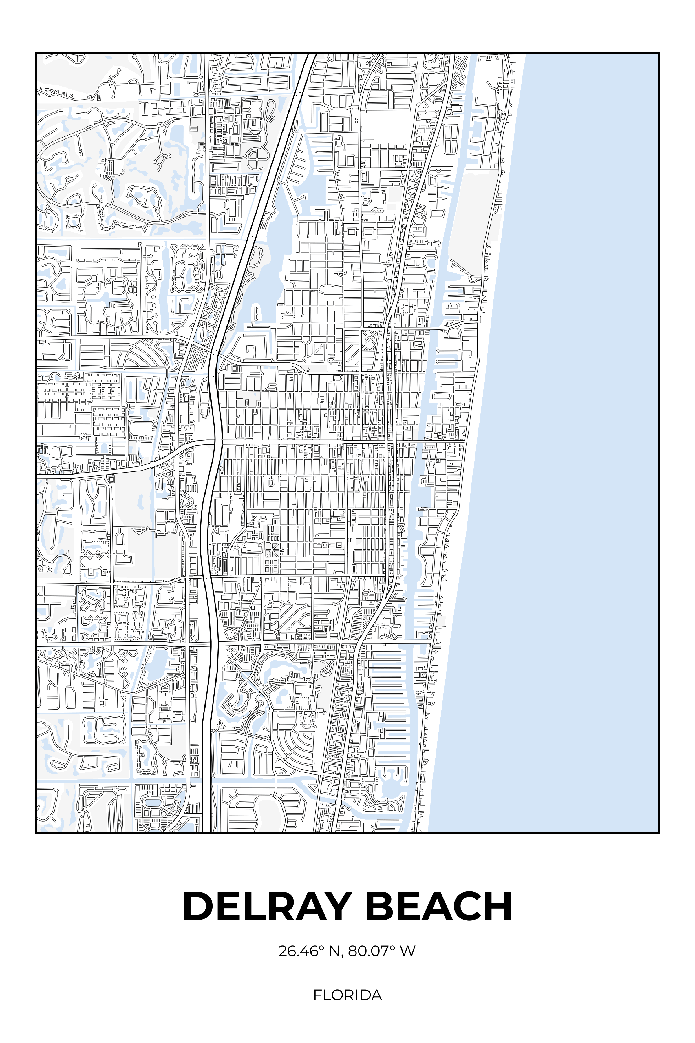Delray Beach Florida Winter Rectangle Map