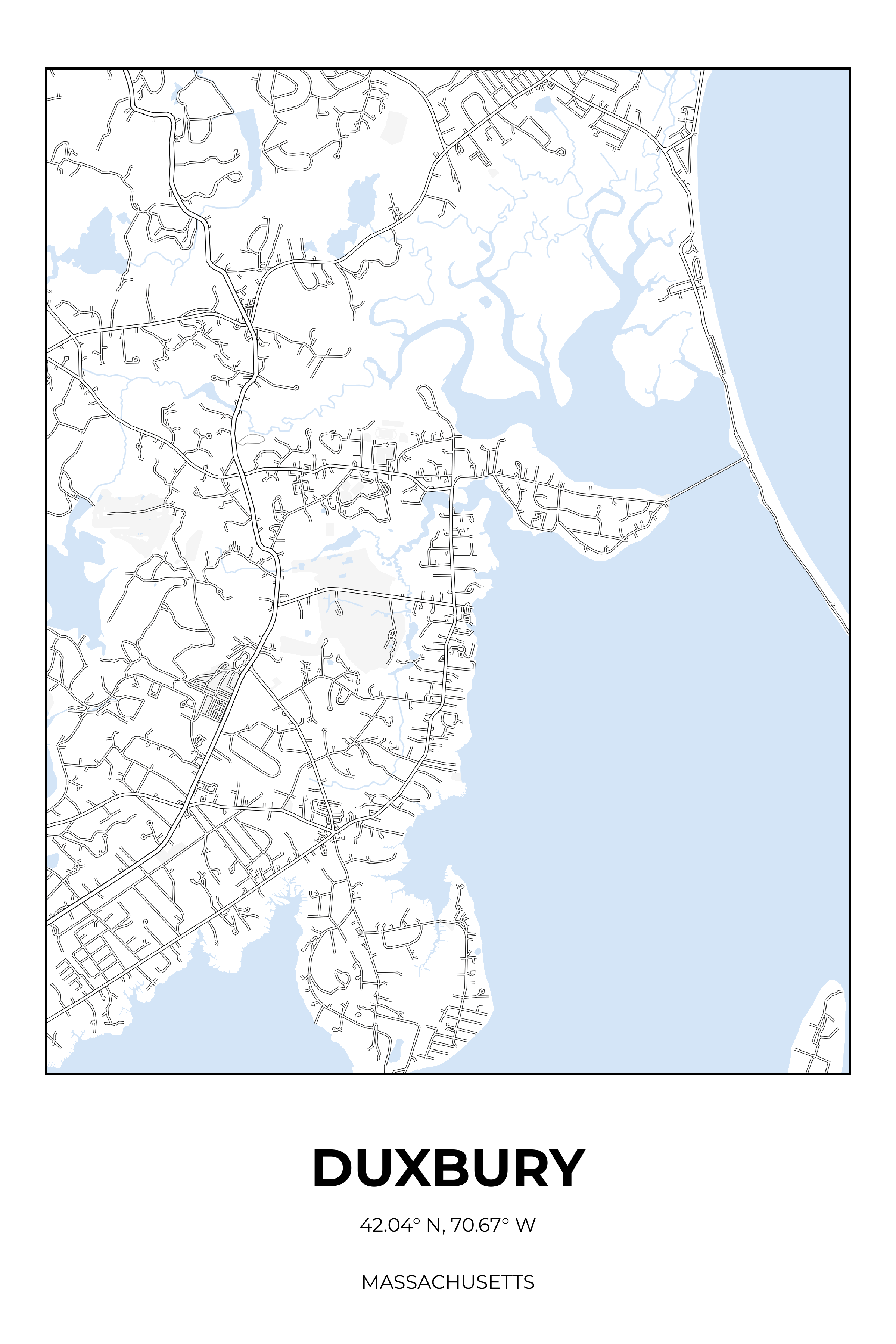 Duxbury, Massachusetts Winter street map poster