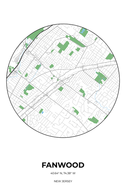 Fanwood, New Jersey Simple circle map