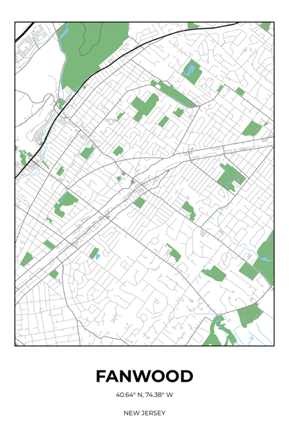 Fanwood, New Jersey Simple street map poster