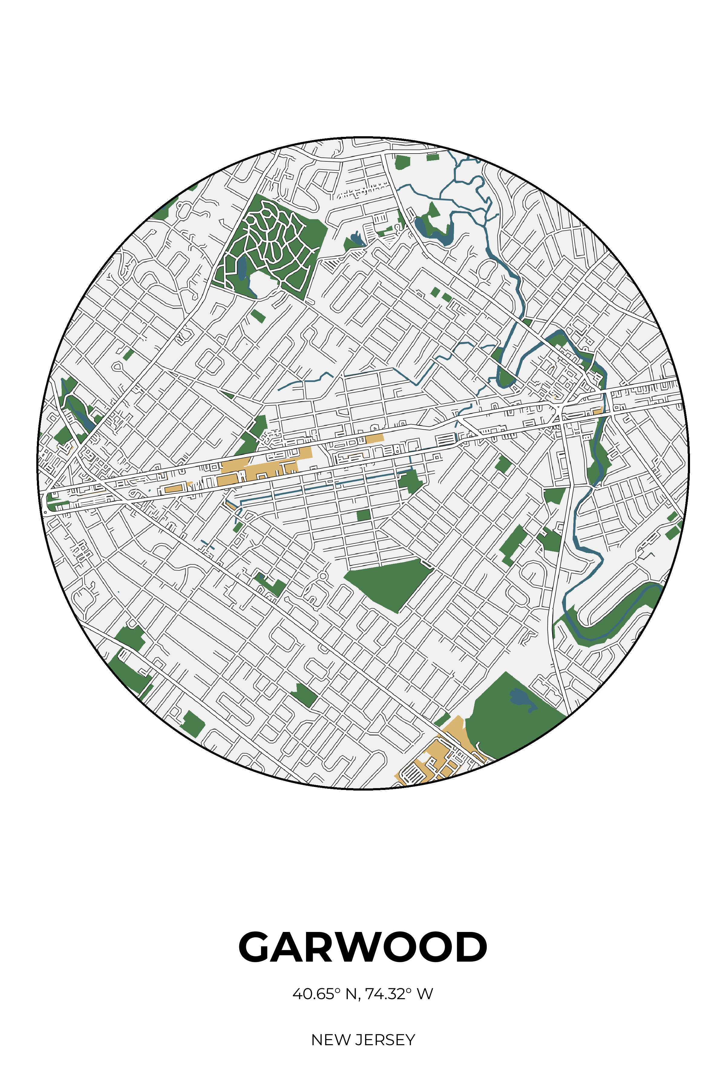 Garwood, New Jersey Detailed circle map