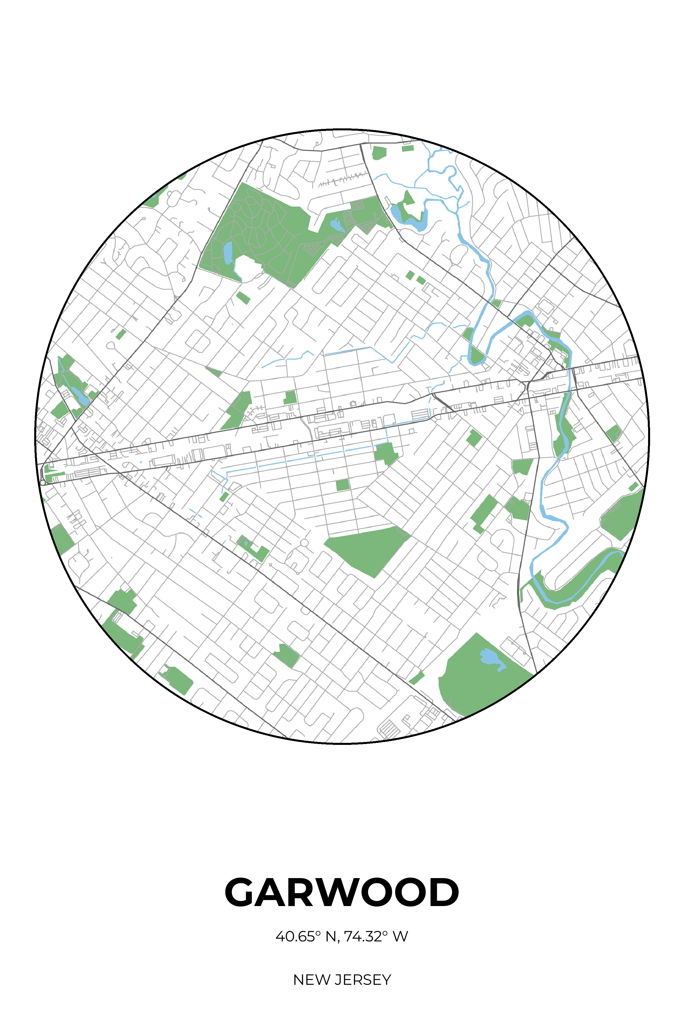 Garwood, New Jersey Simple circle map
