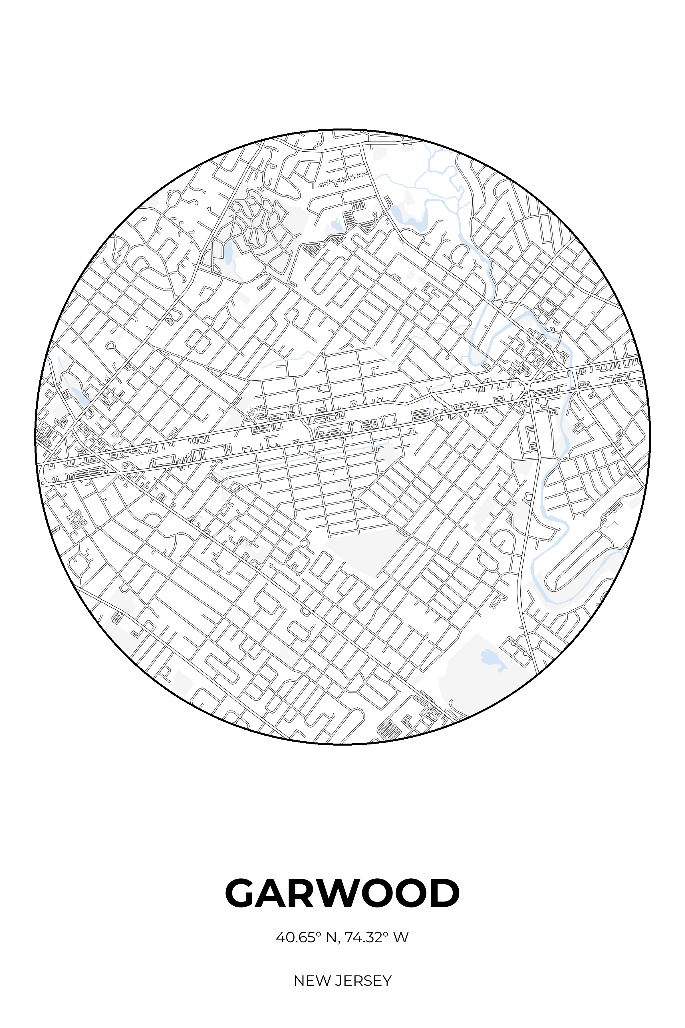 Garwood, New Jersey Winter circle map