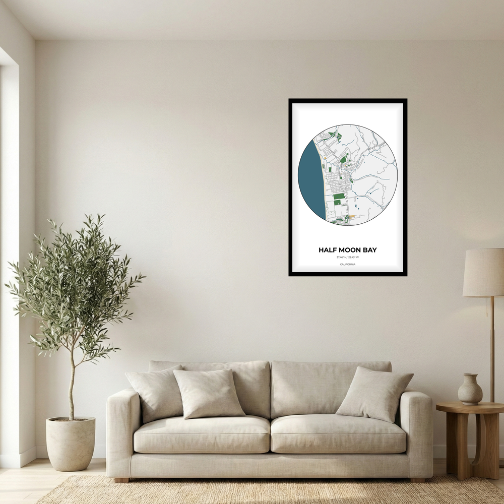 Half Moon Bay, California Detailed circle mockup