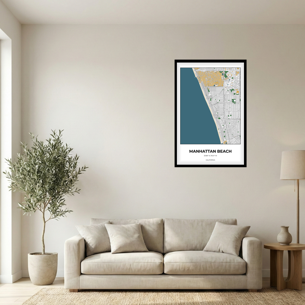 Manhattan Beach, California Detailed rectangle mockup