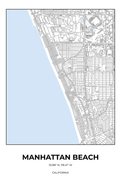 Manhattan Beach, California Winter street map poster