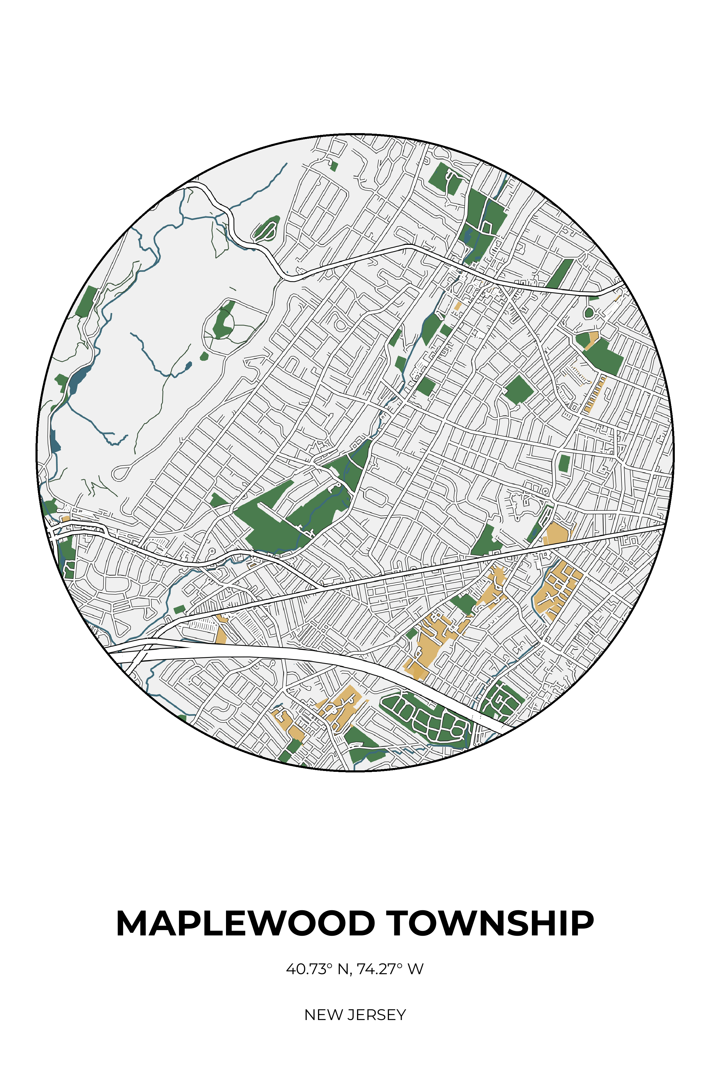 Maplewood Township, New Jersey Detailed circle map