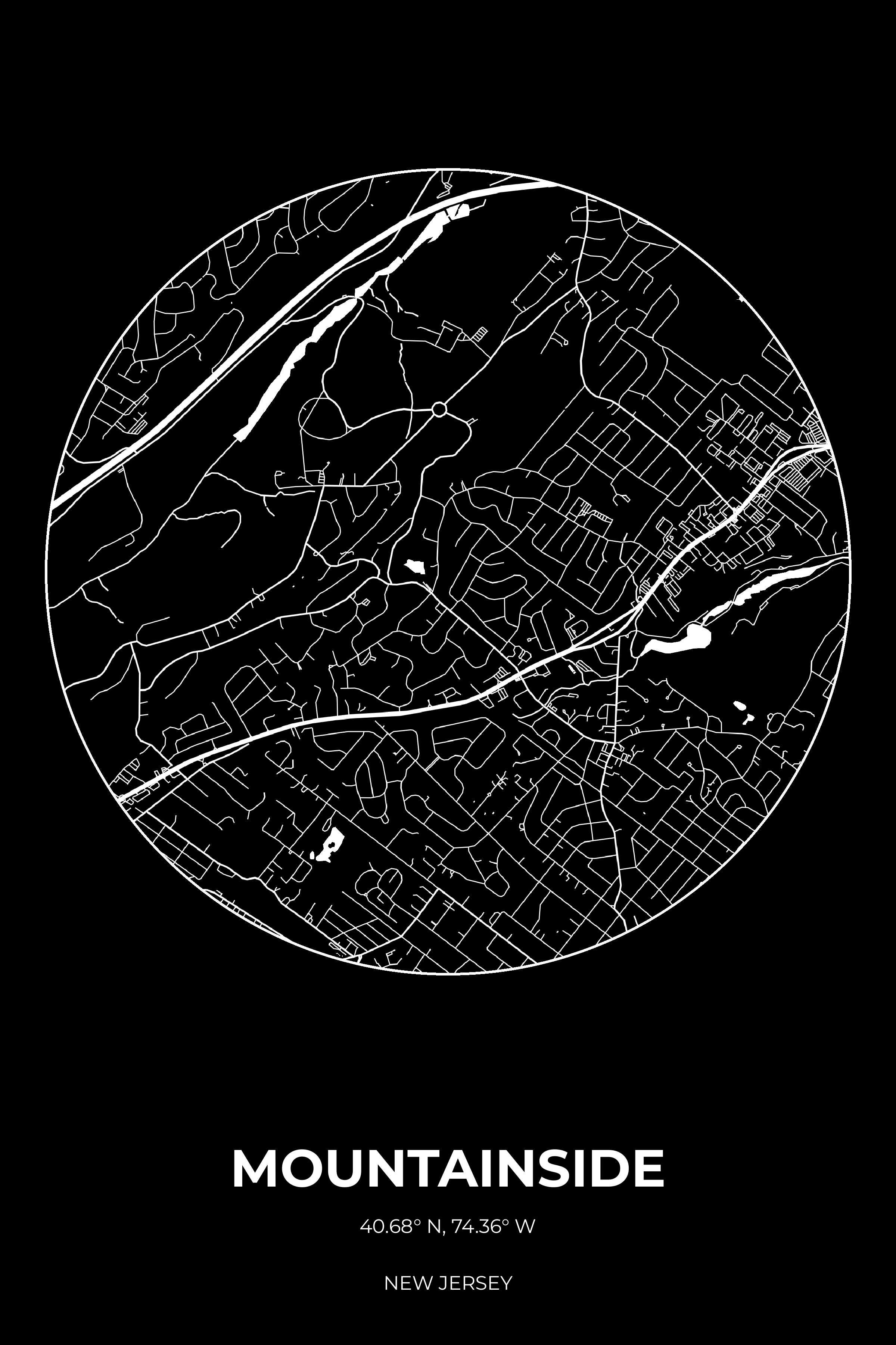 Mountainside, New Jersey Inverse circle map