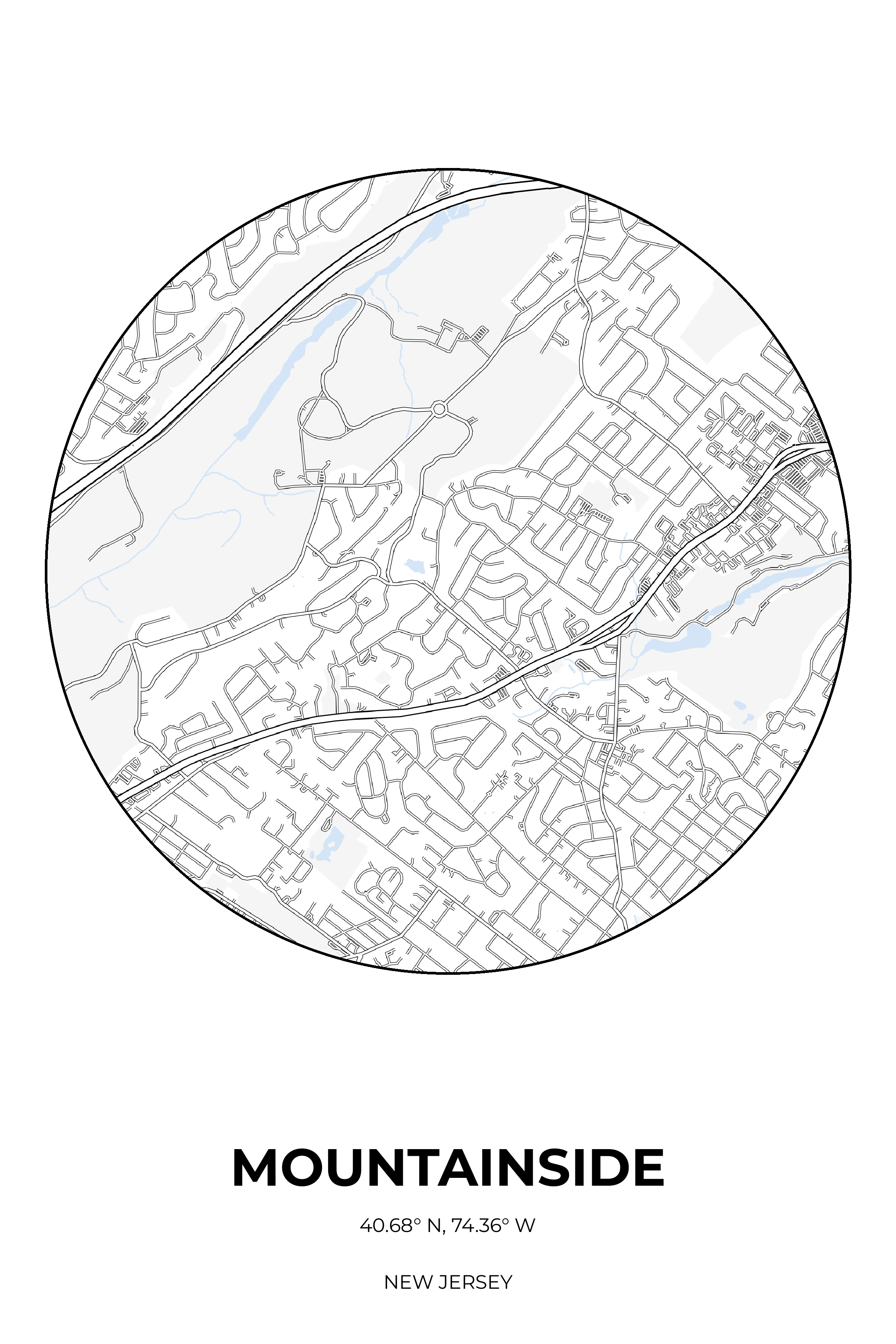 Mountainside, New Jersey Winter circle map