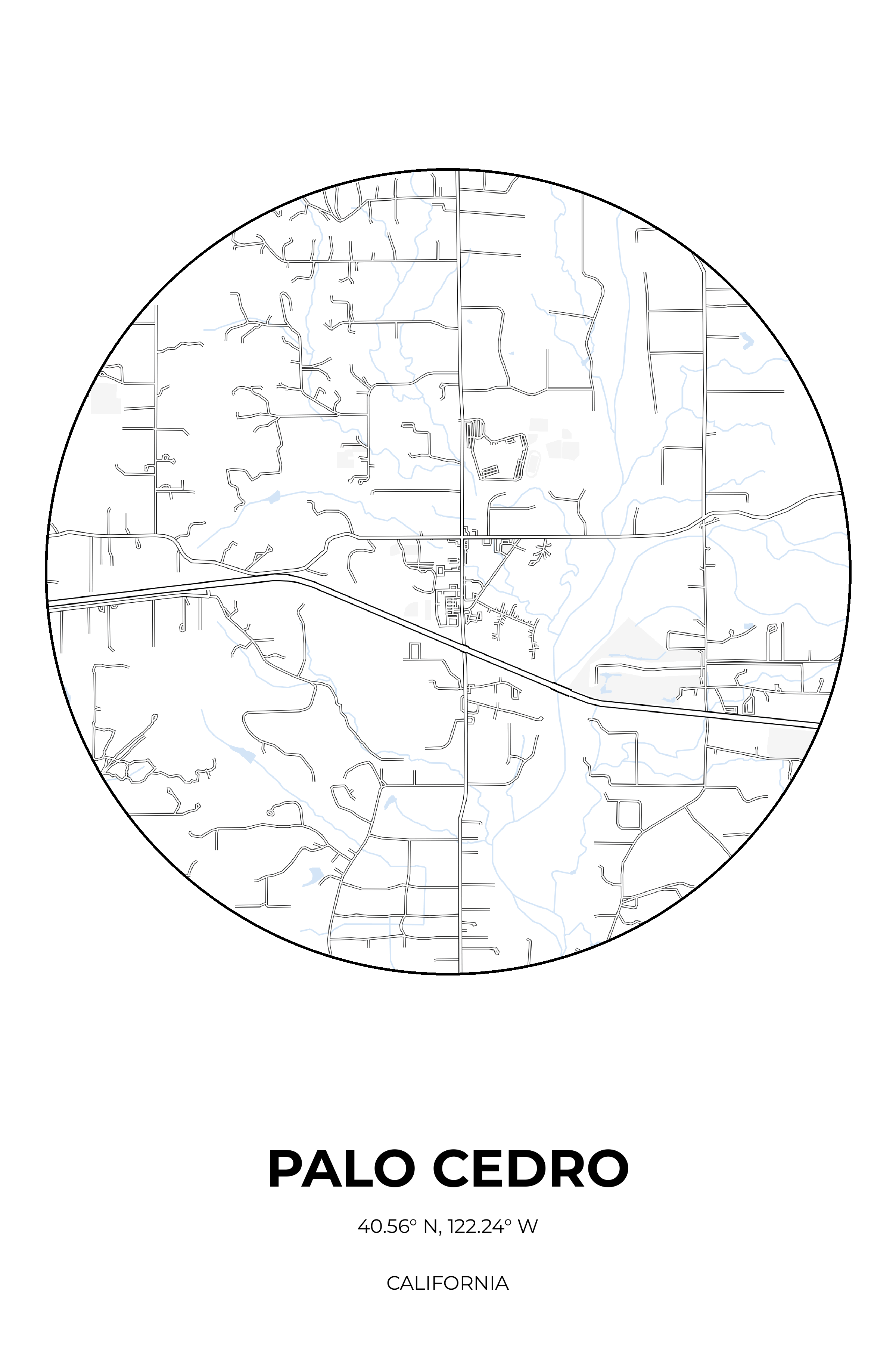 Palo Cedro, California Winter circle map