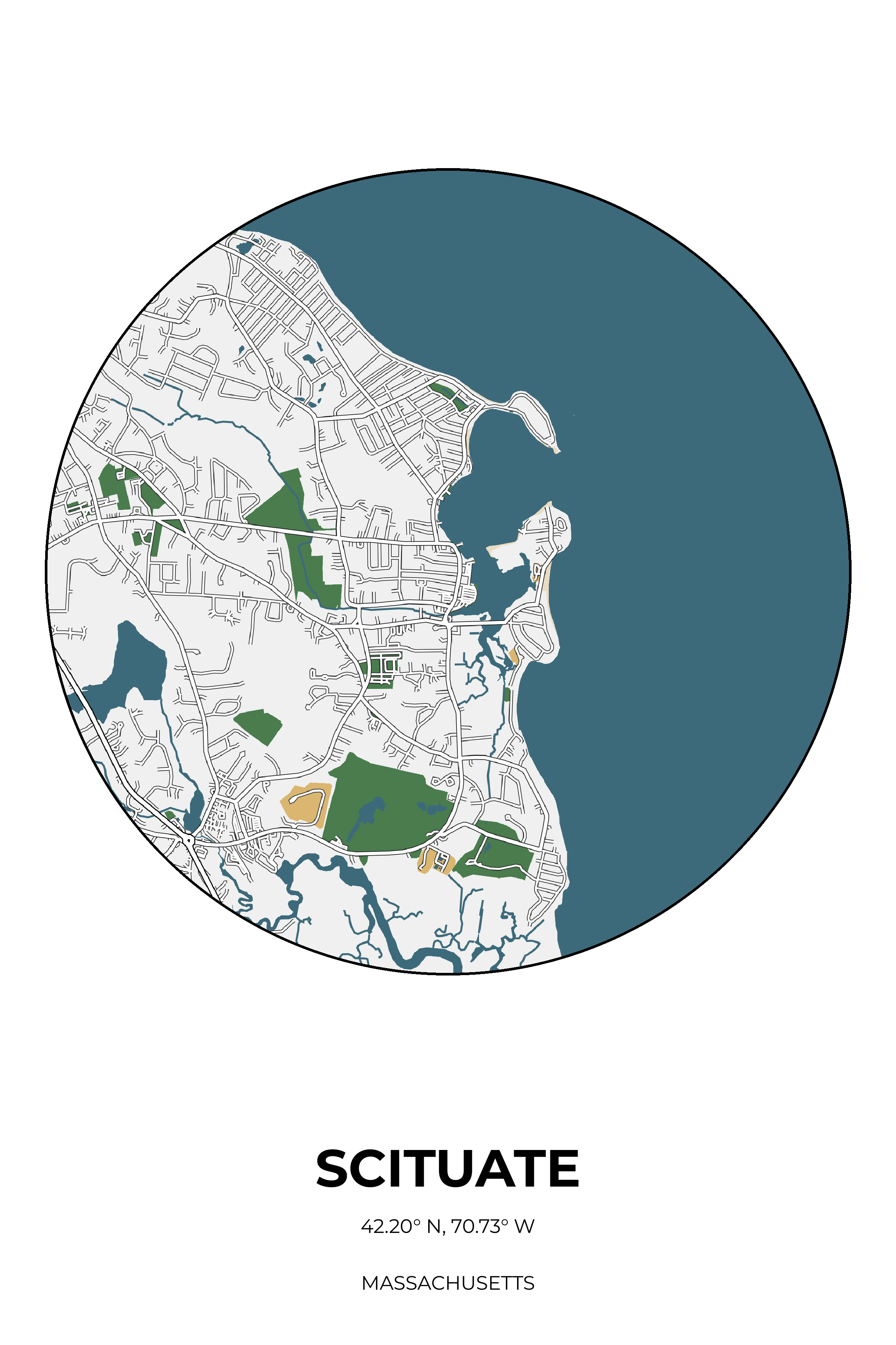 Scituate, Massachusetts Detailed circle map