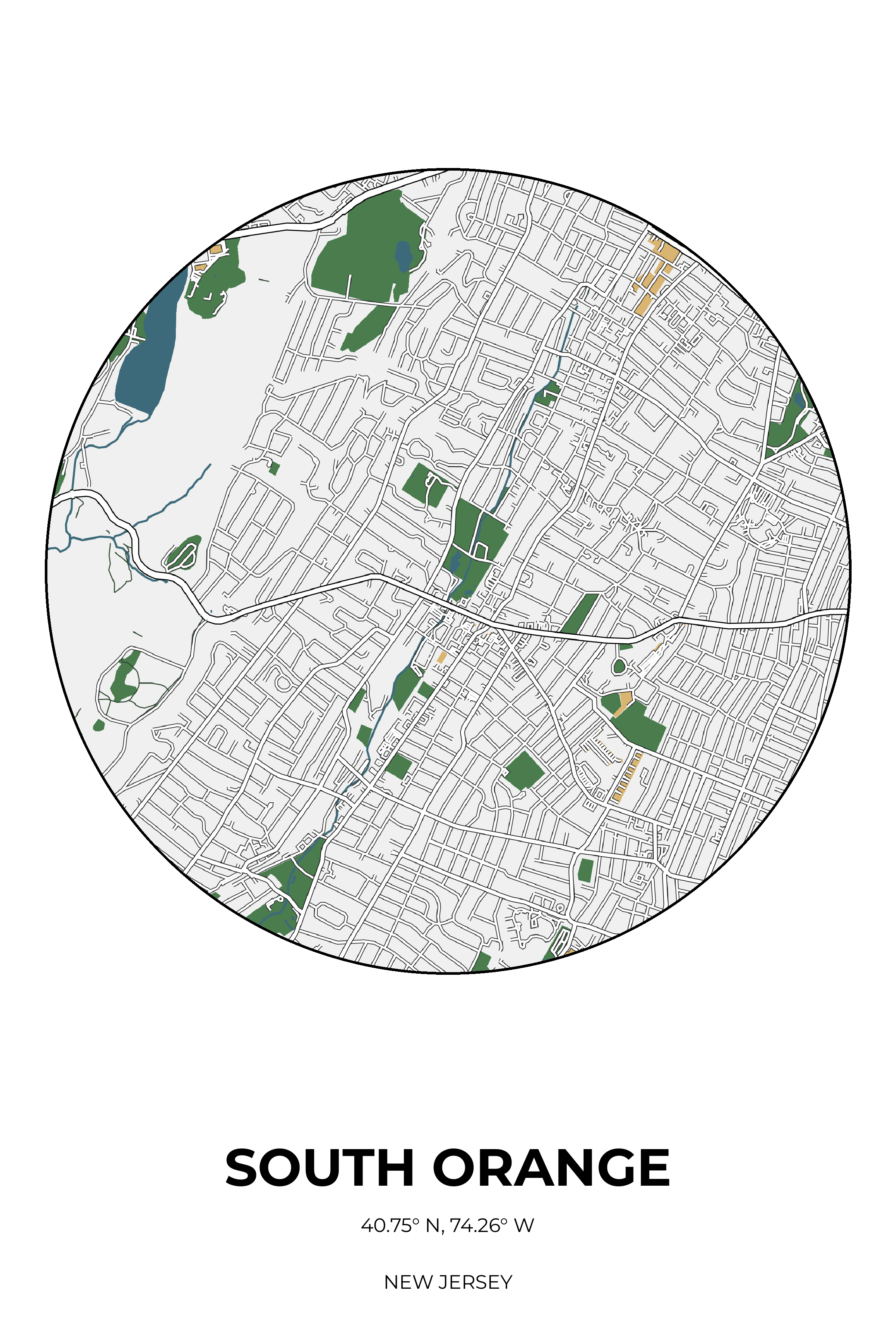 South Orange, New Jersey Detailed circle map