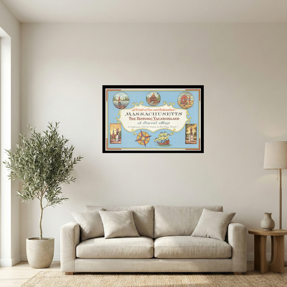 Vintage Massachusetts Travel Map Poster