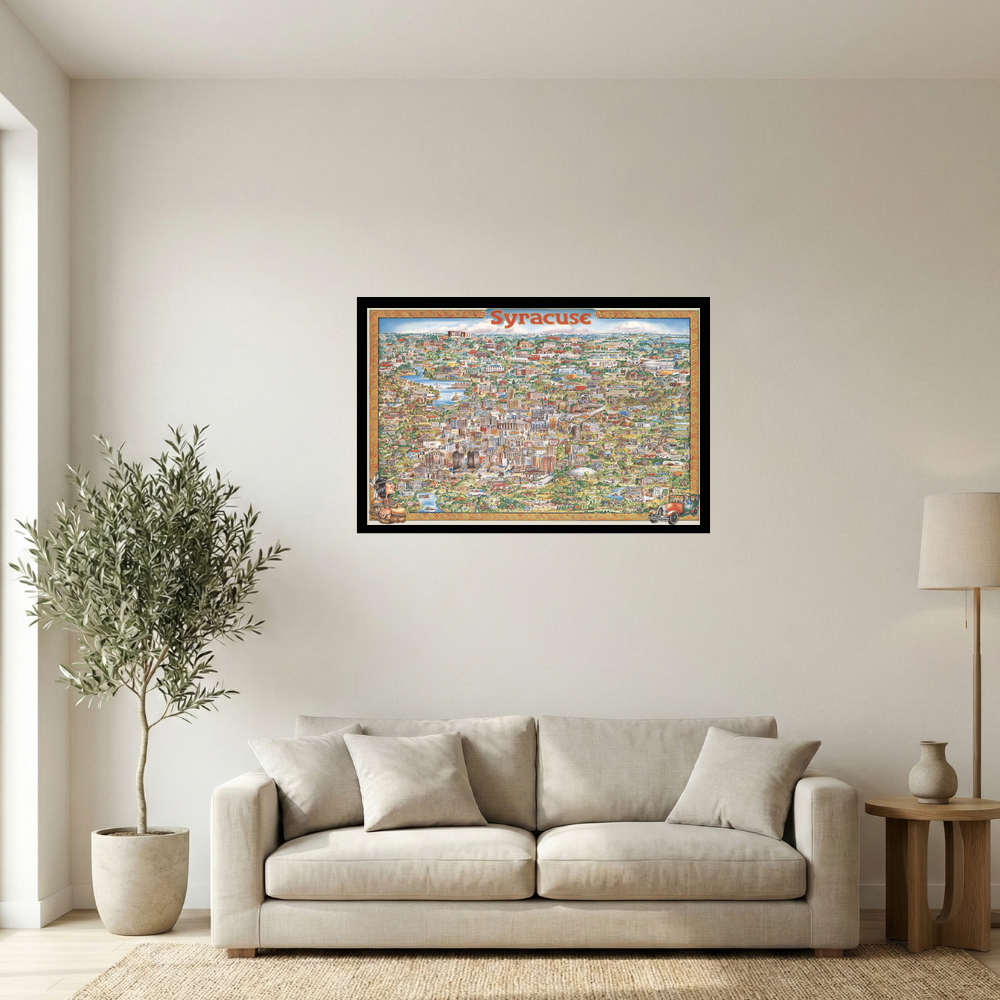 Vintage Syracuse New York Pictorial Map Poster