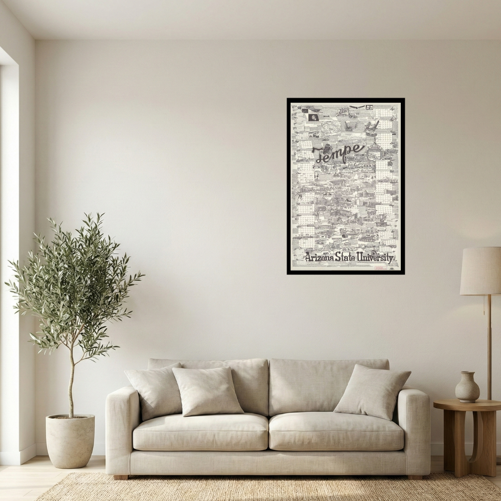 Vintage Tempe Arizona Pictorial Map Poster