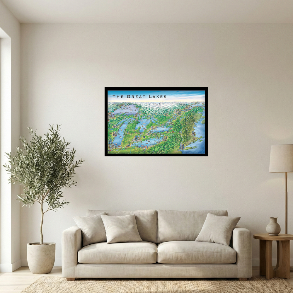 The Great Lakes Panorama Map Poster