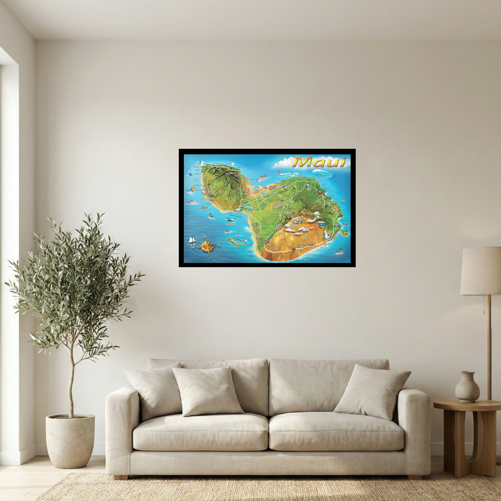 Vintage Maui Hawaii Map Poster